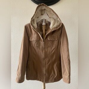 Sonoma Tan Corduroy Jacket with Faux-Shearling Hood